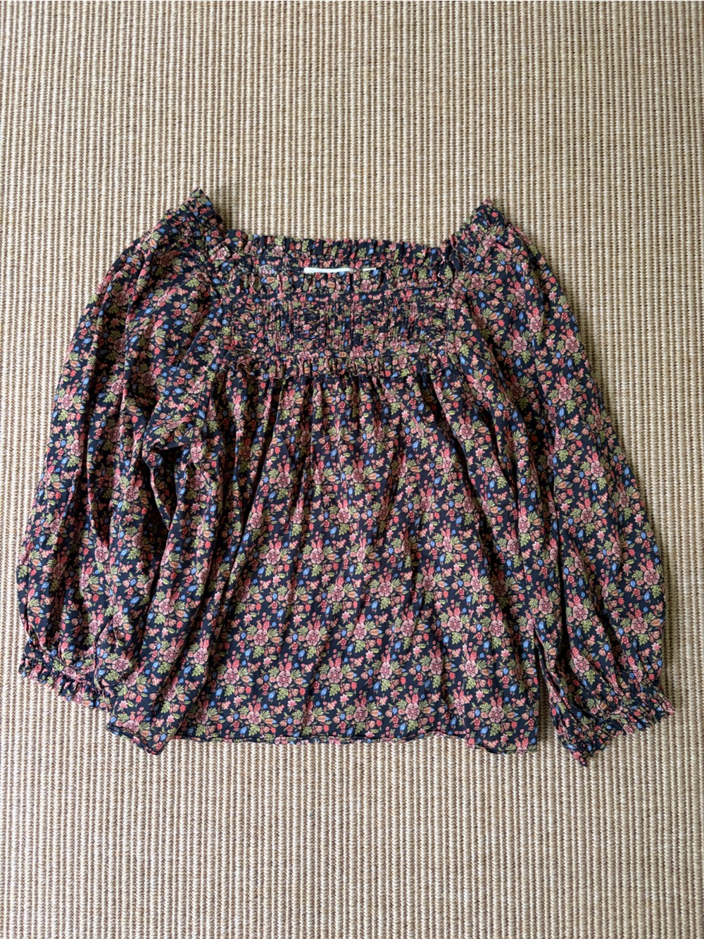 Doen Navy Floral Smocked Top (Agotha Top in Noir Forest Floral)